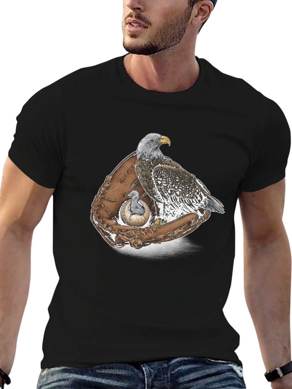 Eagle & Baseball Glove Graphic T-Shirt