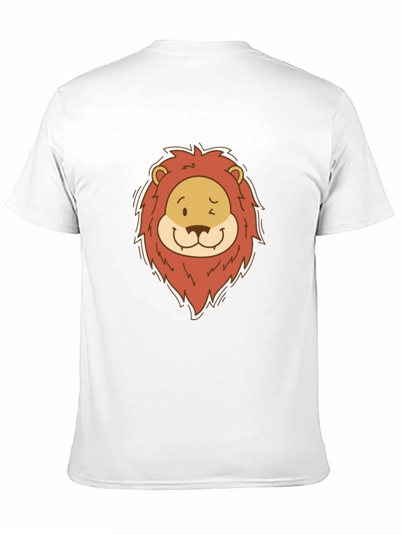 Cartoon Lion Graphic Tee - Black Cotton T-Shirt