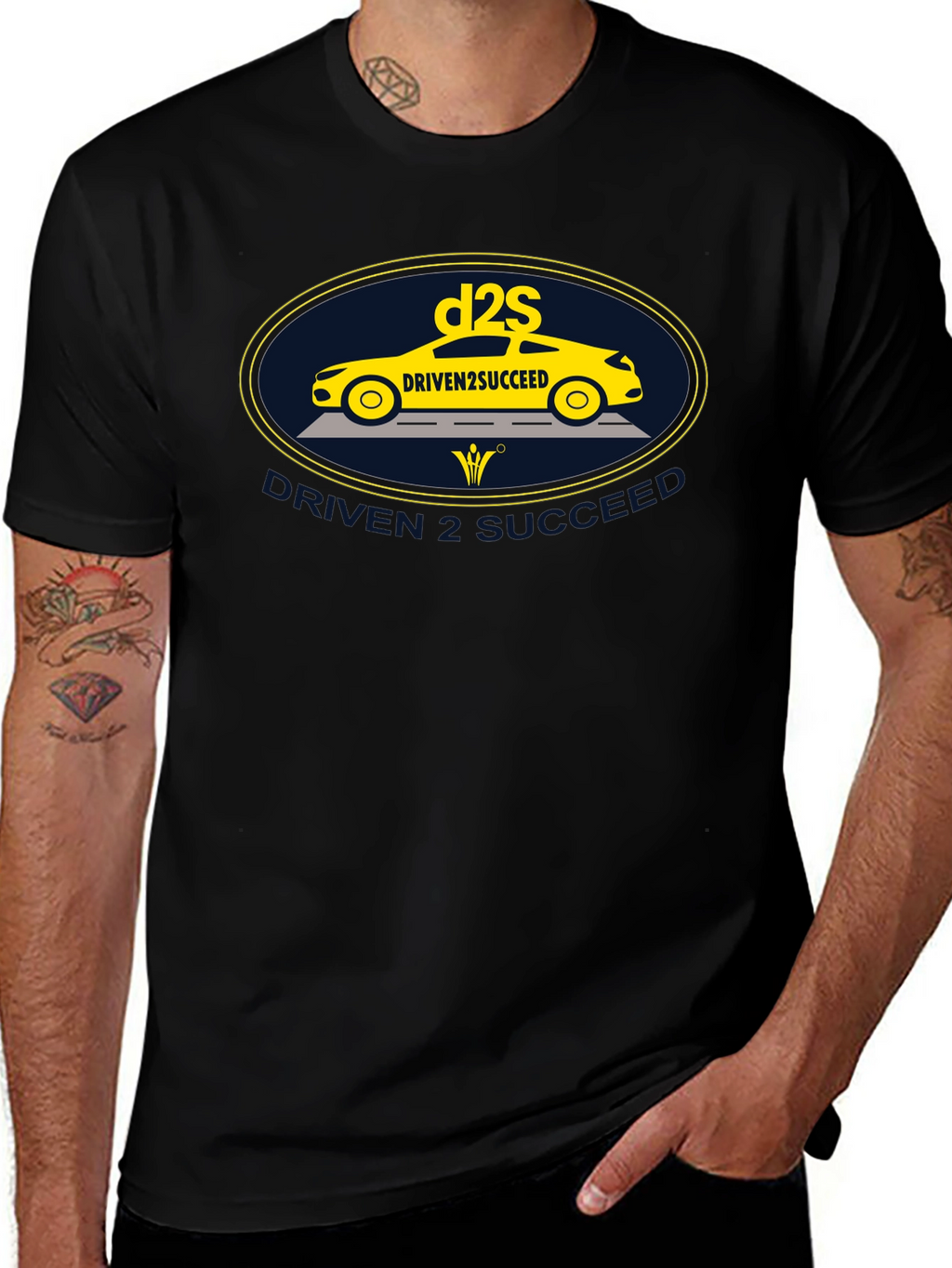Driven2Succeed Graphic Tee - Black Cotton T-Shirt