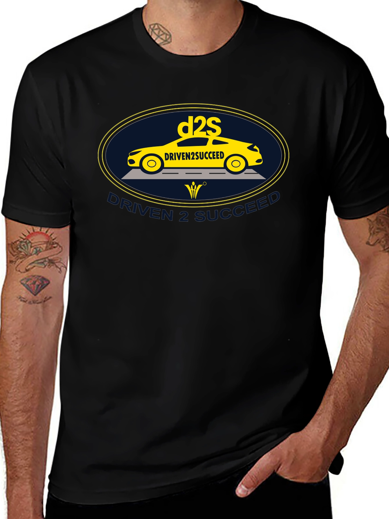 Driven2Succeed Graphic Tee - Black Cotton T-Shirt