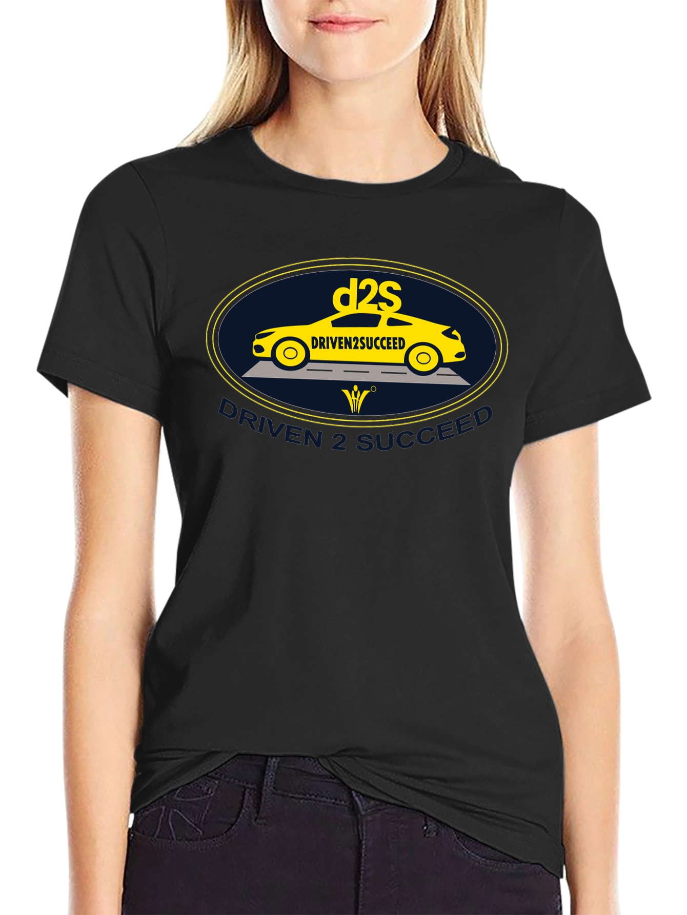 Driven2Succeed Graphic Tee - Black Cotton T-Shirt