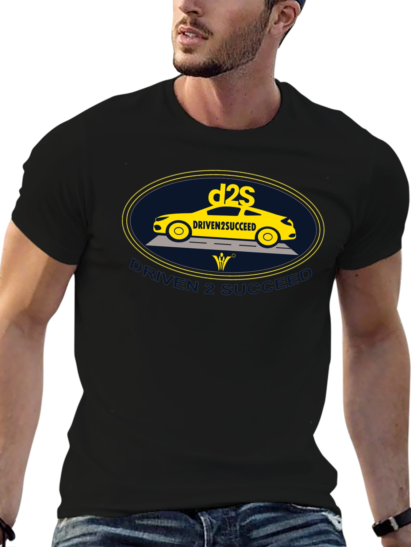 Driven2Succeed Graphic Tee - Black Cotton T-Shirt