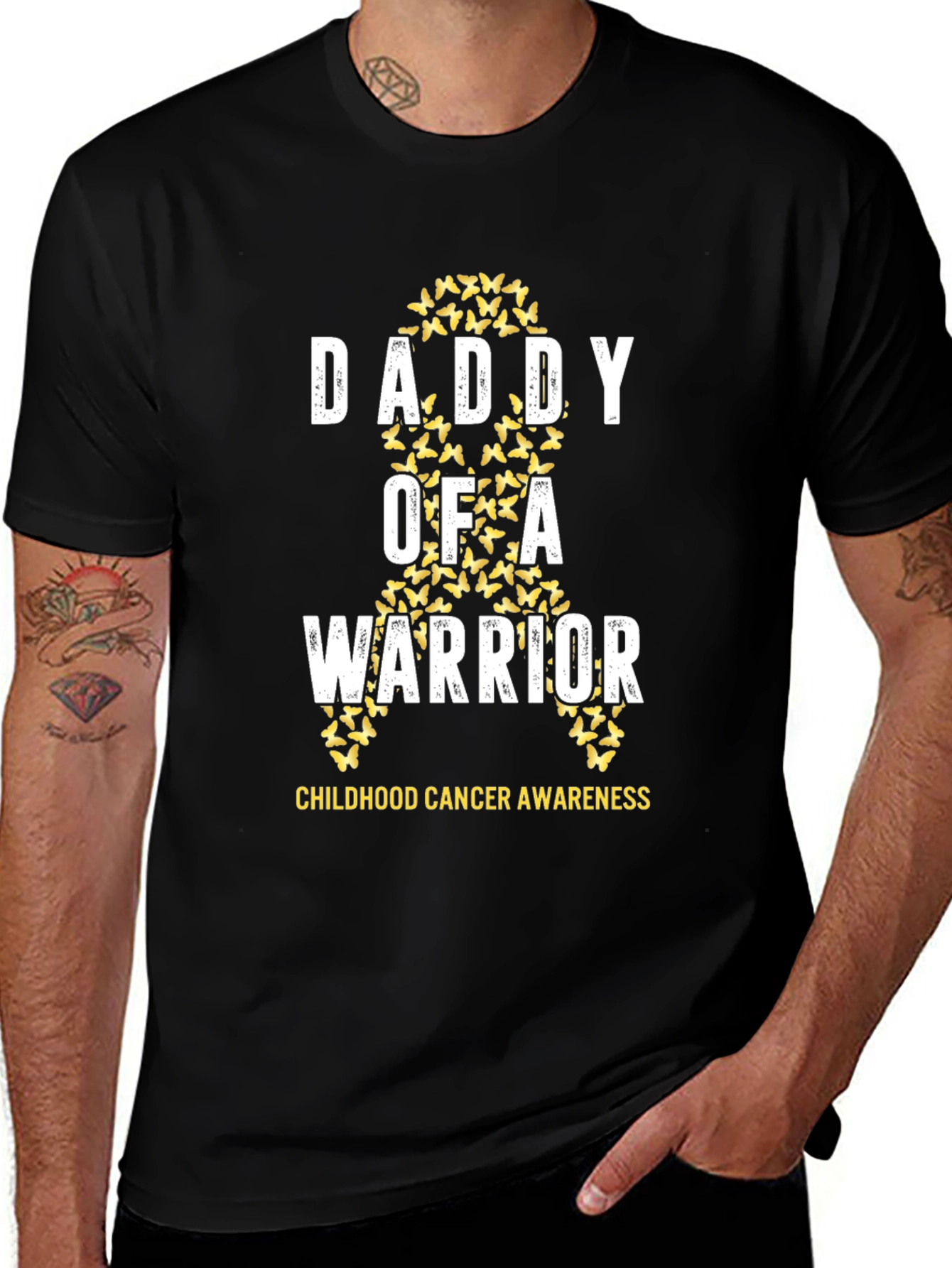 Daddy of a Warrior Childhood Cancer Awareness T-Shirt