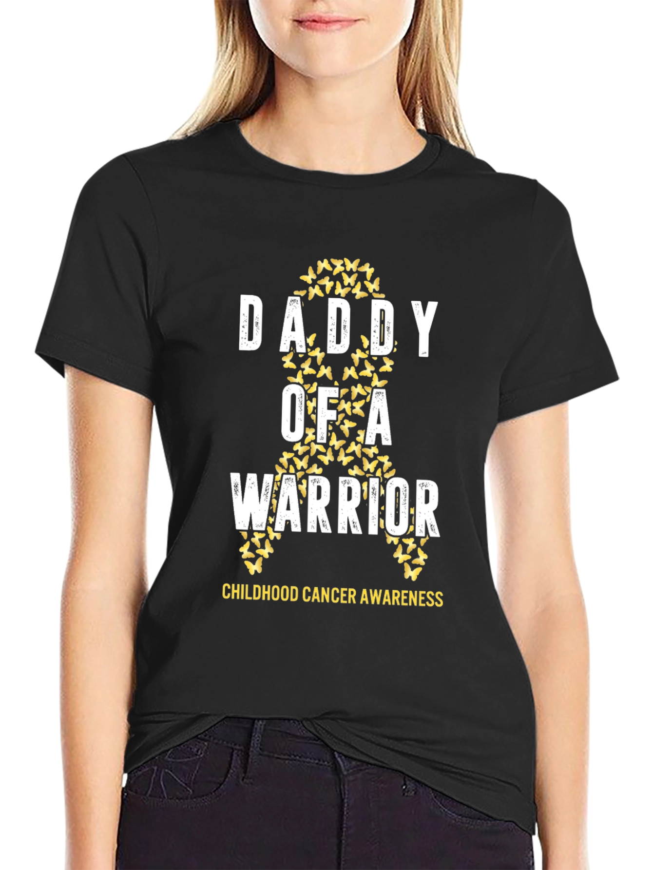 Daddy of a Warrior Childhood Cancer Awareness T-Shirt