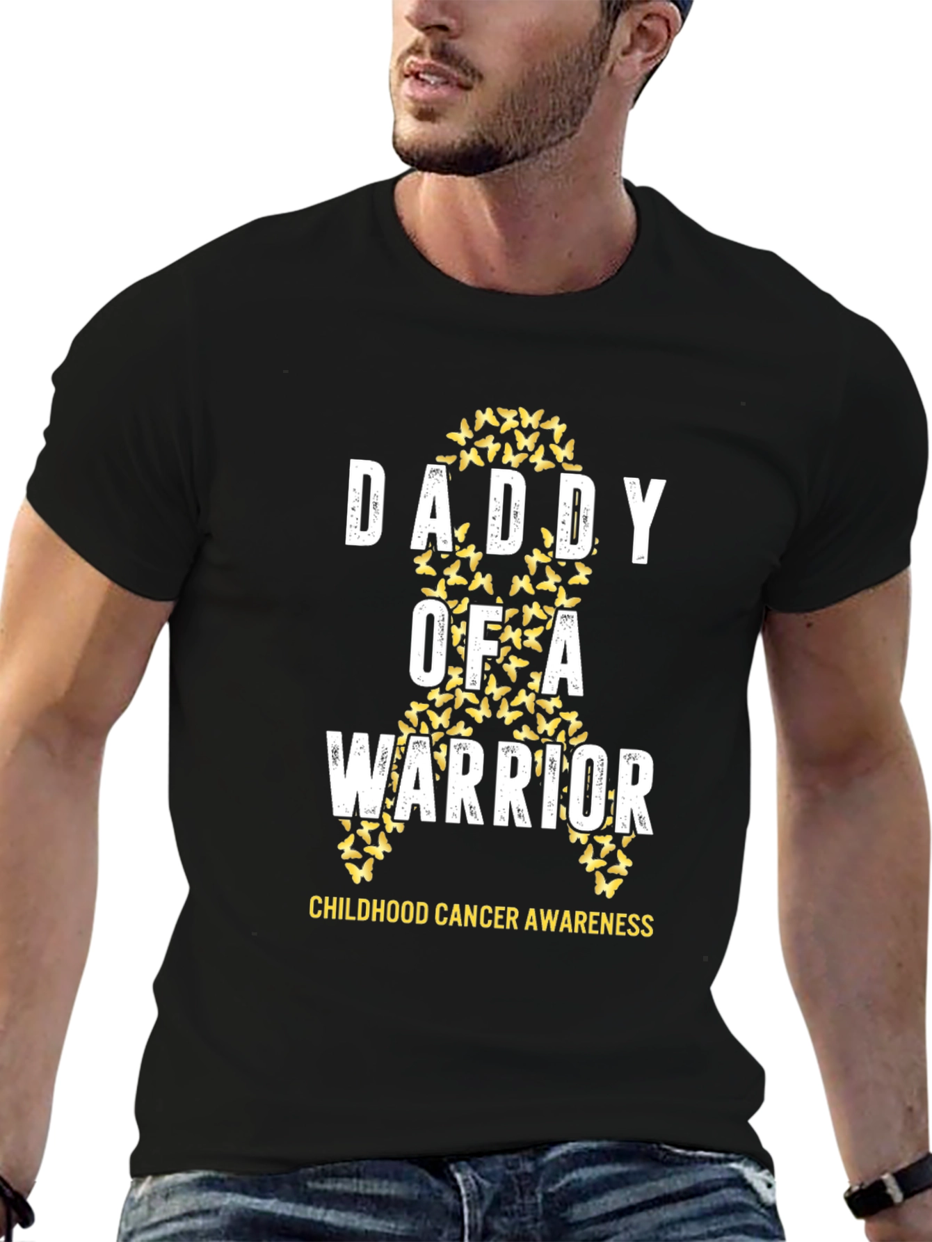Daddy of a Warrior Childhood Cancer Awareness T-Shirt