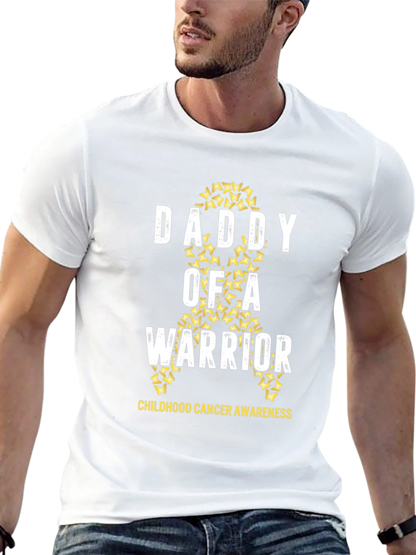 Daddy of a Warrior Childhood Cancer Awareness T-Shirt