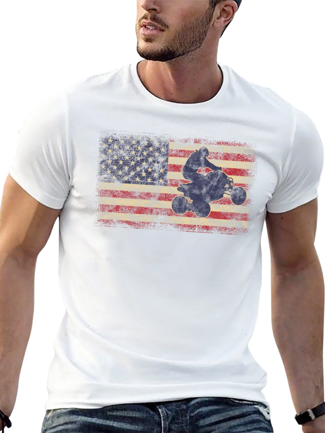 American Flag ATV Rider Graphic T-Shirt