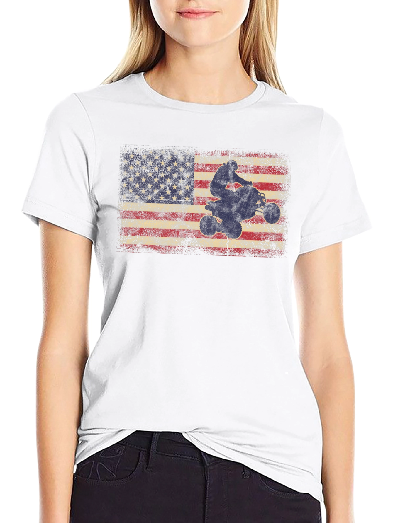 American Flag ATV Rider Graphic T-Shirt