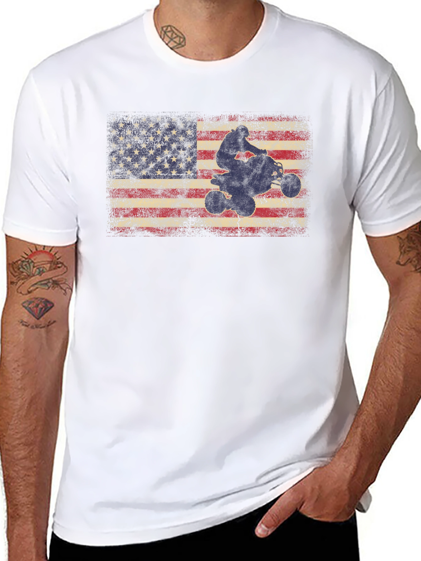 American Flag ATV Rider Graphic T-Shirt