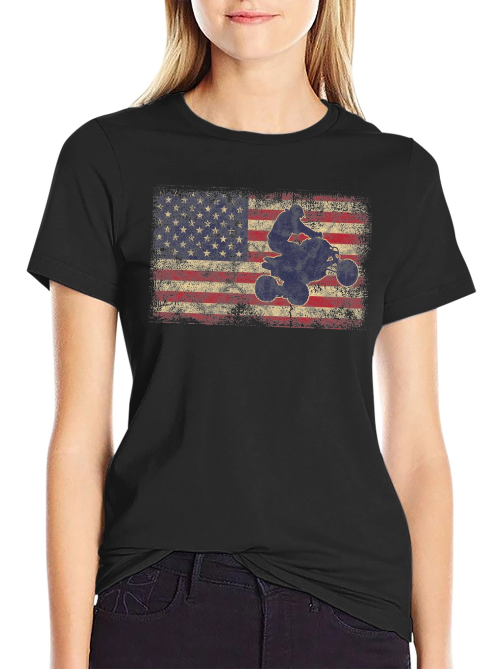 American Flag ATV Rider Graphic T-Shirt