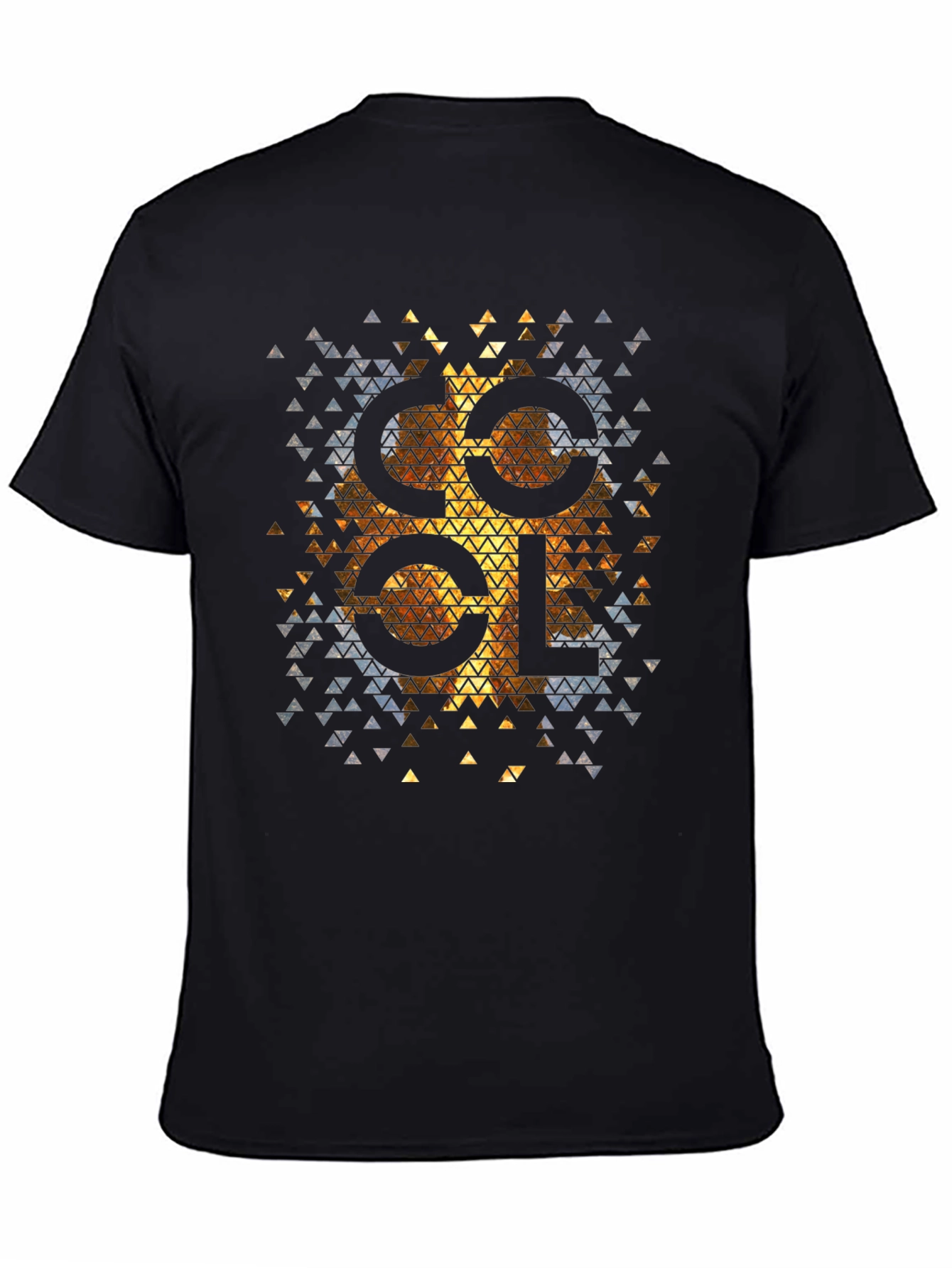Cool Geometric Triangle Pattern Black Tee