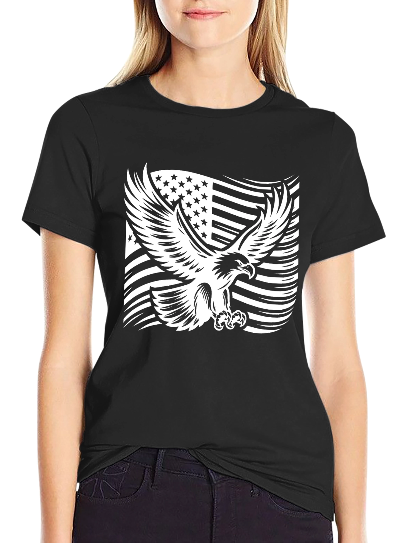 American Eagle Flag Graphic Tee - Black