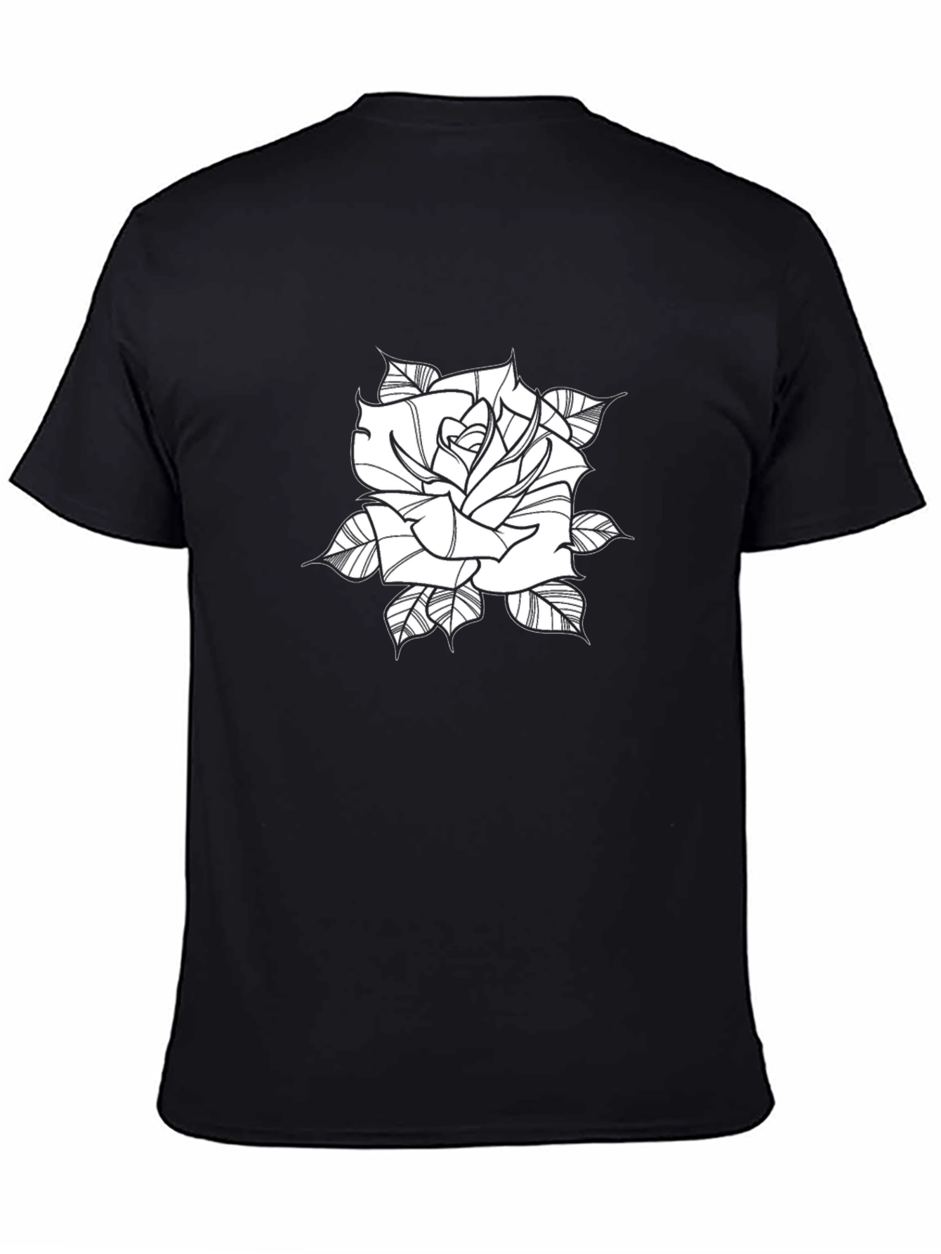 Black Tee with Rose Graphic
