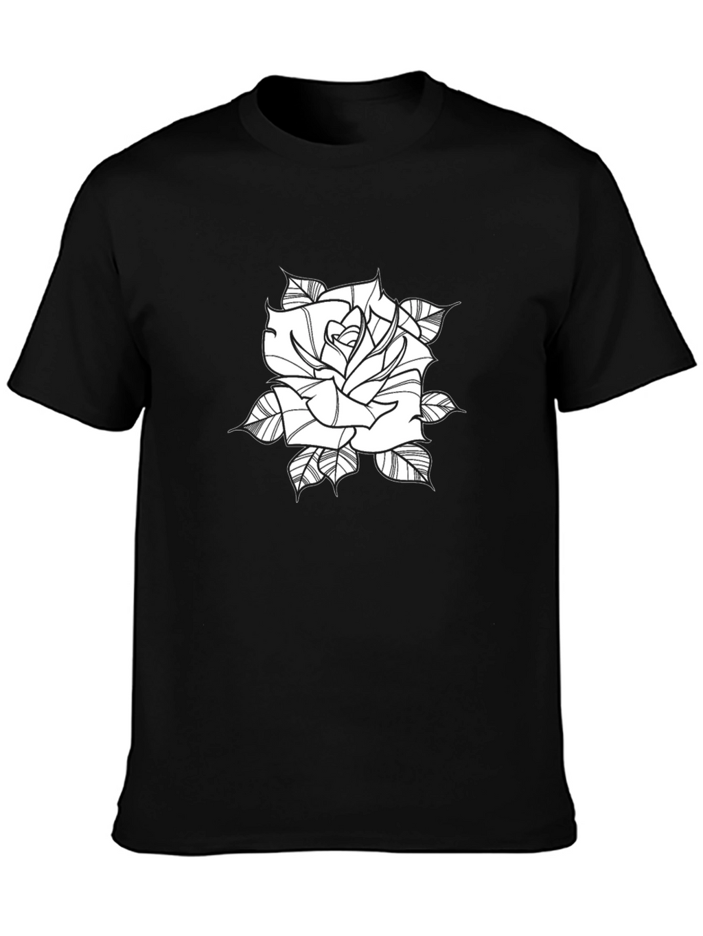 Black Tee with Rose Graphic