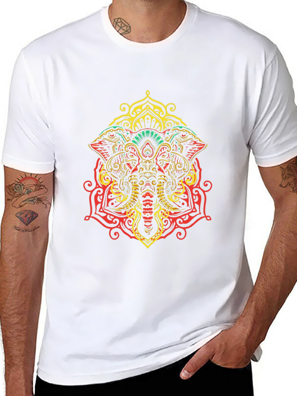 Elephant Mandala Graphic Tee - Unique Design