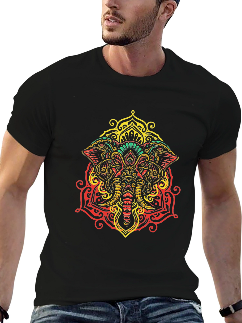 Elephant Mandala Graphic Tee - Unique Design