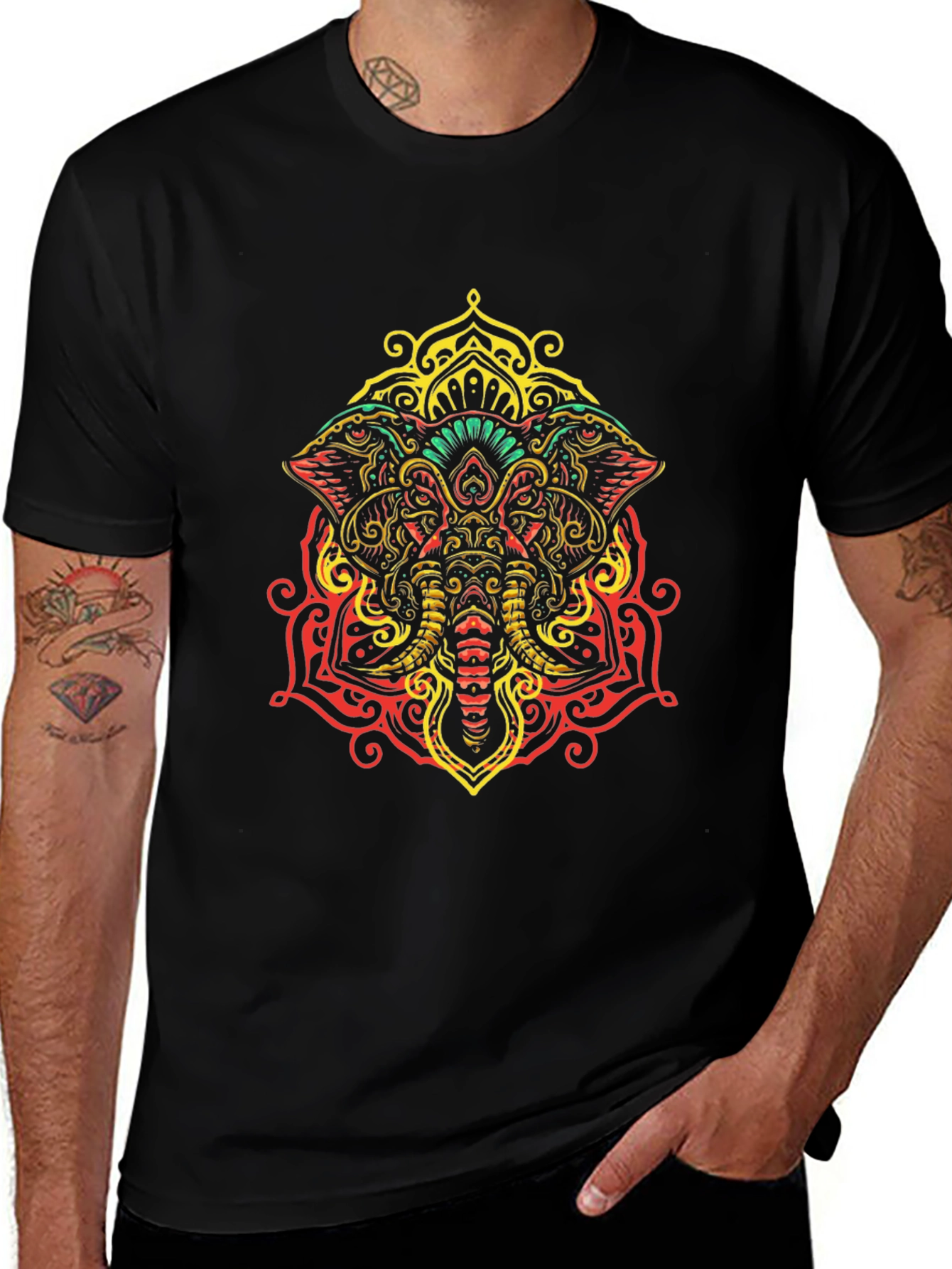 Elephant Mandala Graphic Tee - Unique Design