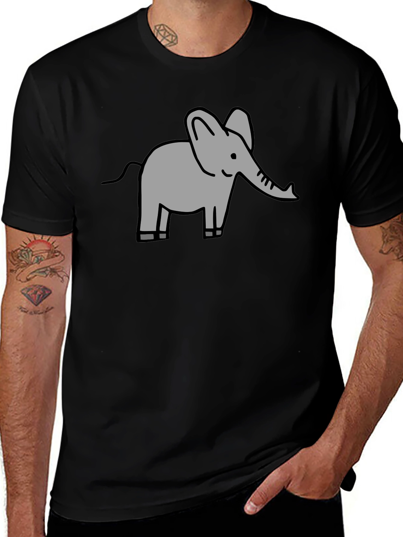 Elephant Graphic Tee - Black Cotton Comfort
