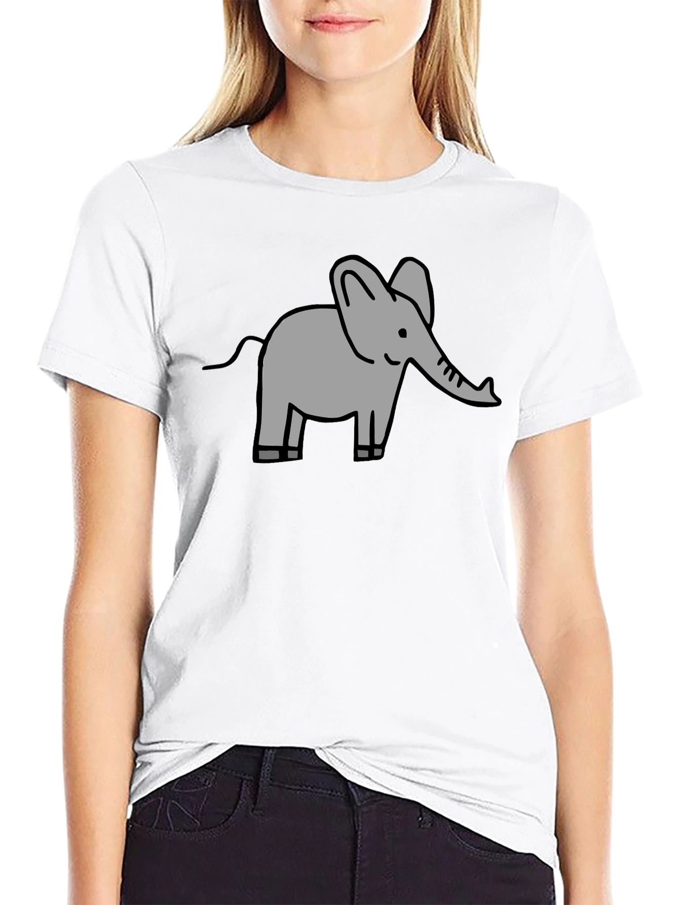 Elephant Graphic Tee - Black Cotton Comfort
