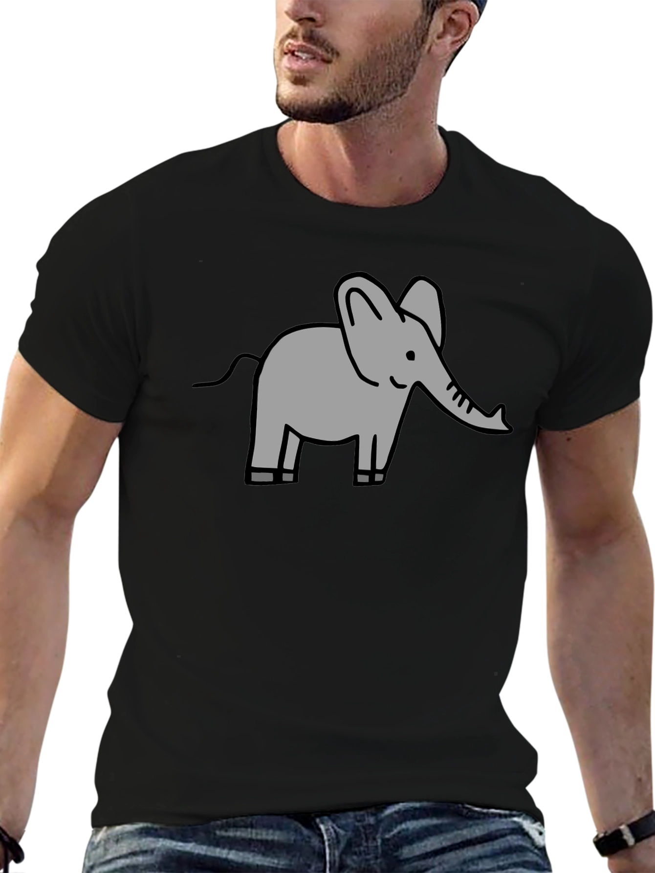 Elephant Graphic Tee - Black Cotton Comfort