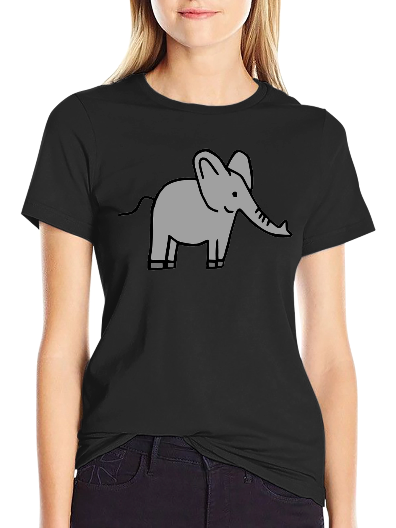 Elephant Graphic Tee - Black Cotton Comfort