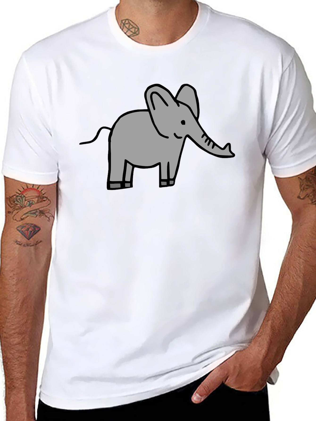 Elephant Graphic Tee - Black Cotton Comfort