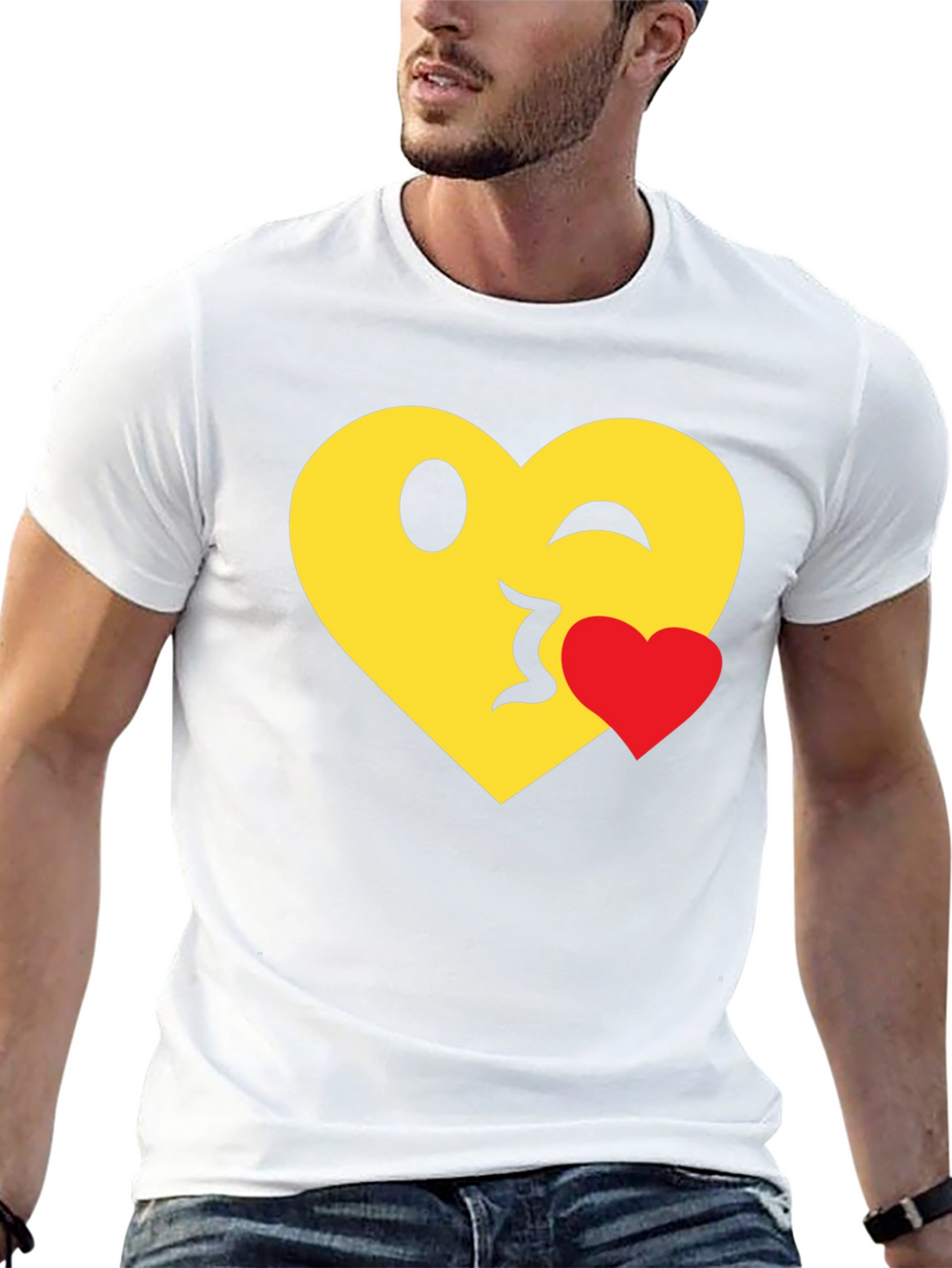 Emoji Heart Kiss T-Shirt - Black