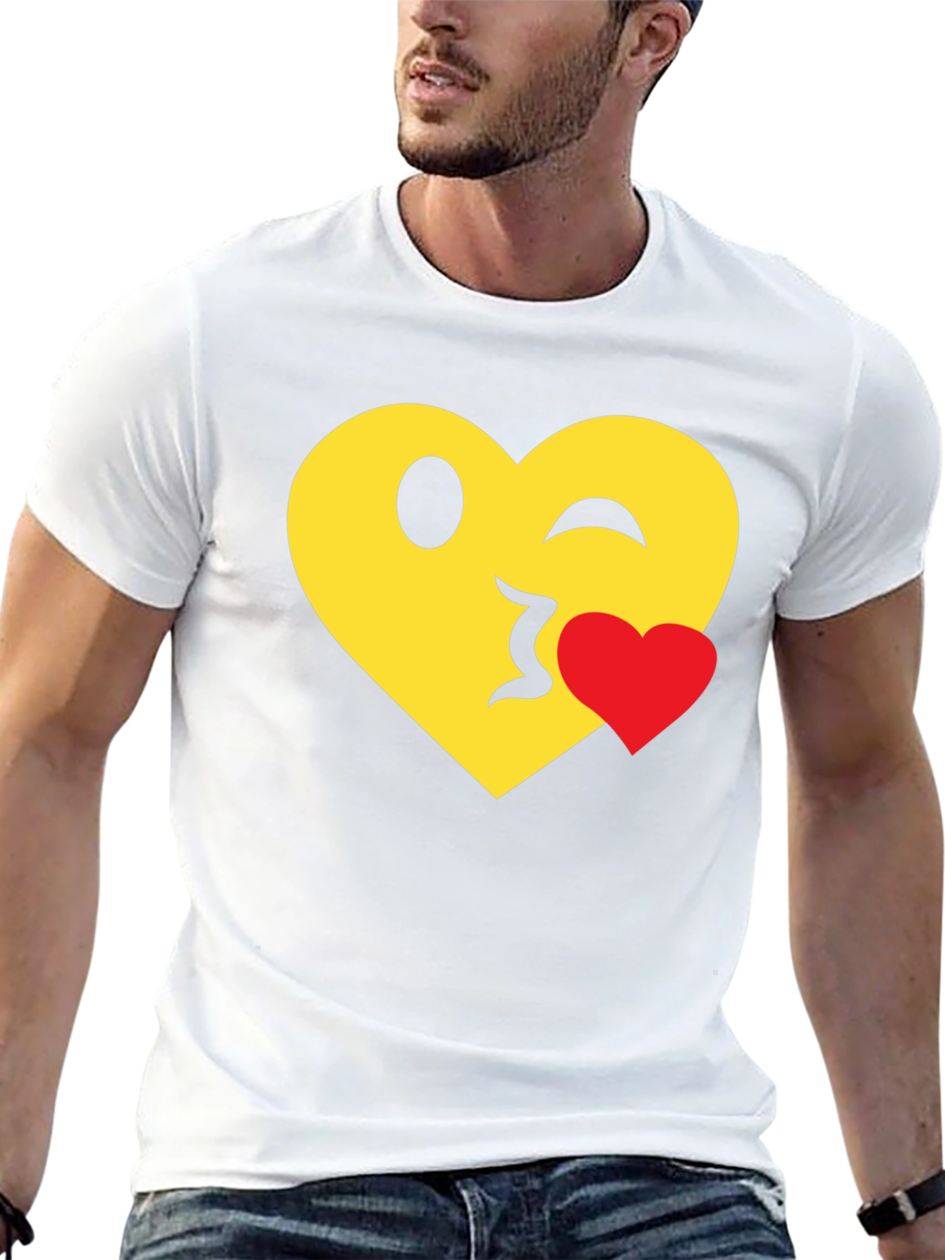 Emoji Heart Kiss T-Shirt - Black