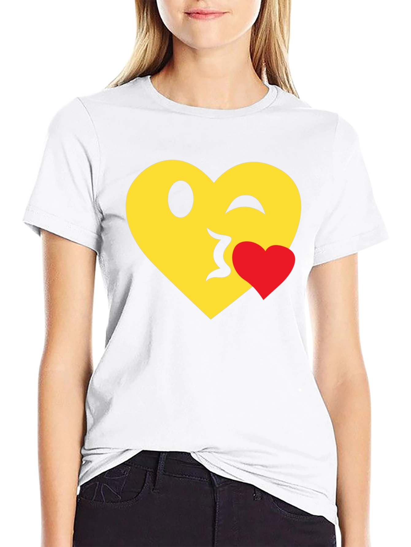 Emoji Heart Kiss T-Shirt - Black