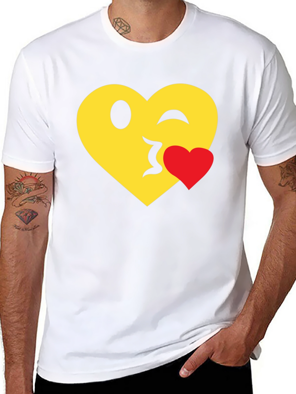 Emoji Heart Kiss T-Shirt - Black