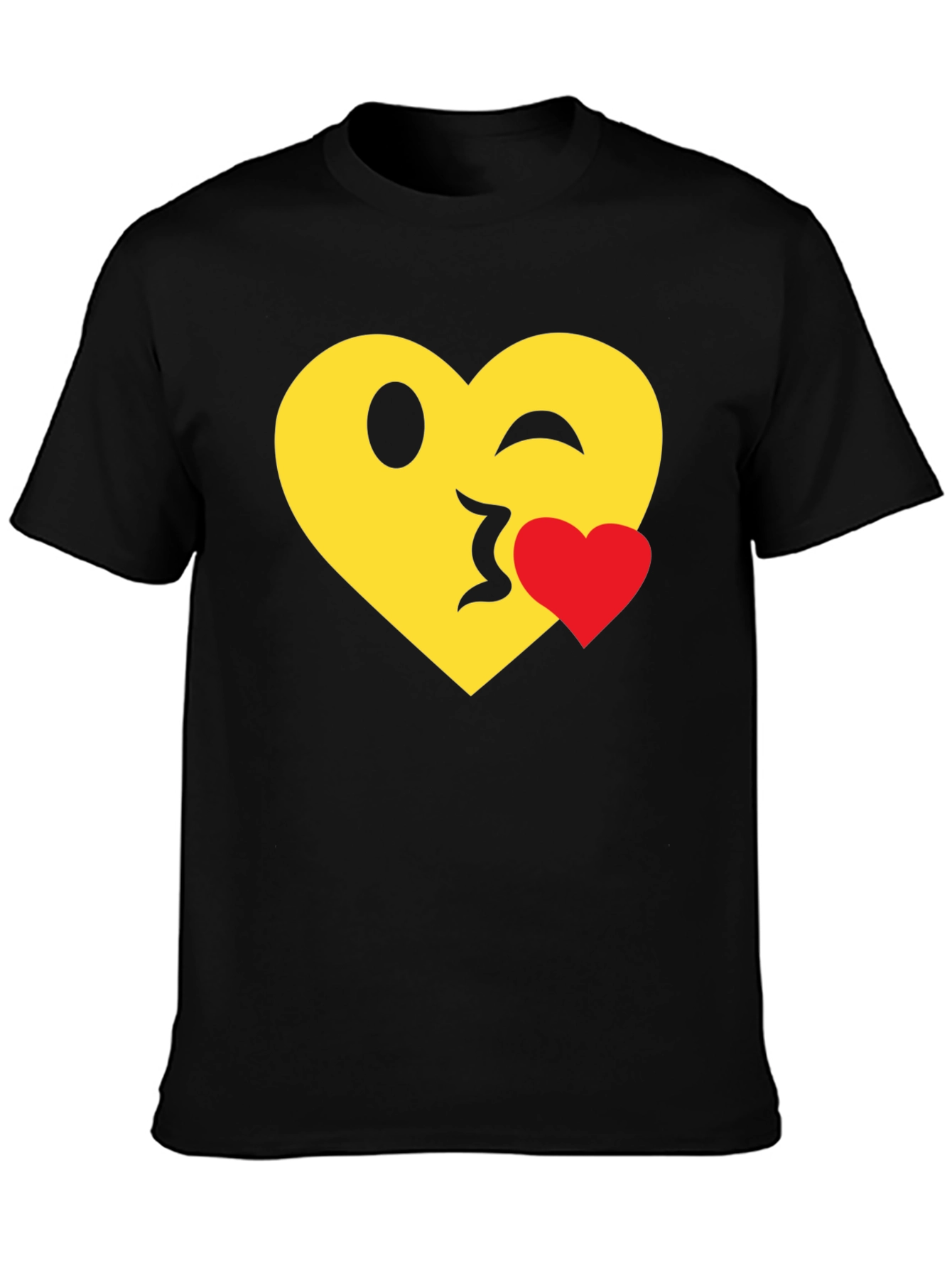 Emoji Heart Kiss T-Shirt - Black