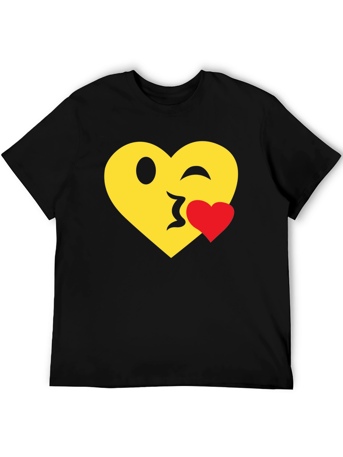Emoji Heart Kiss T-Shirt - Black
