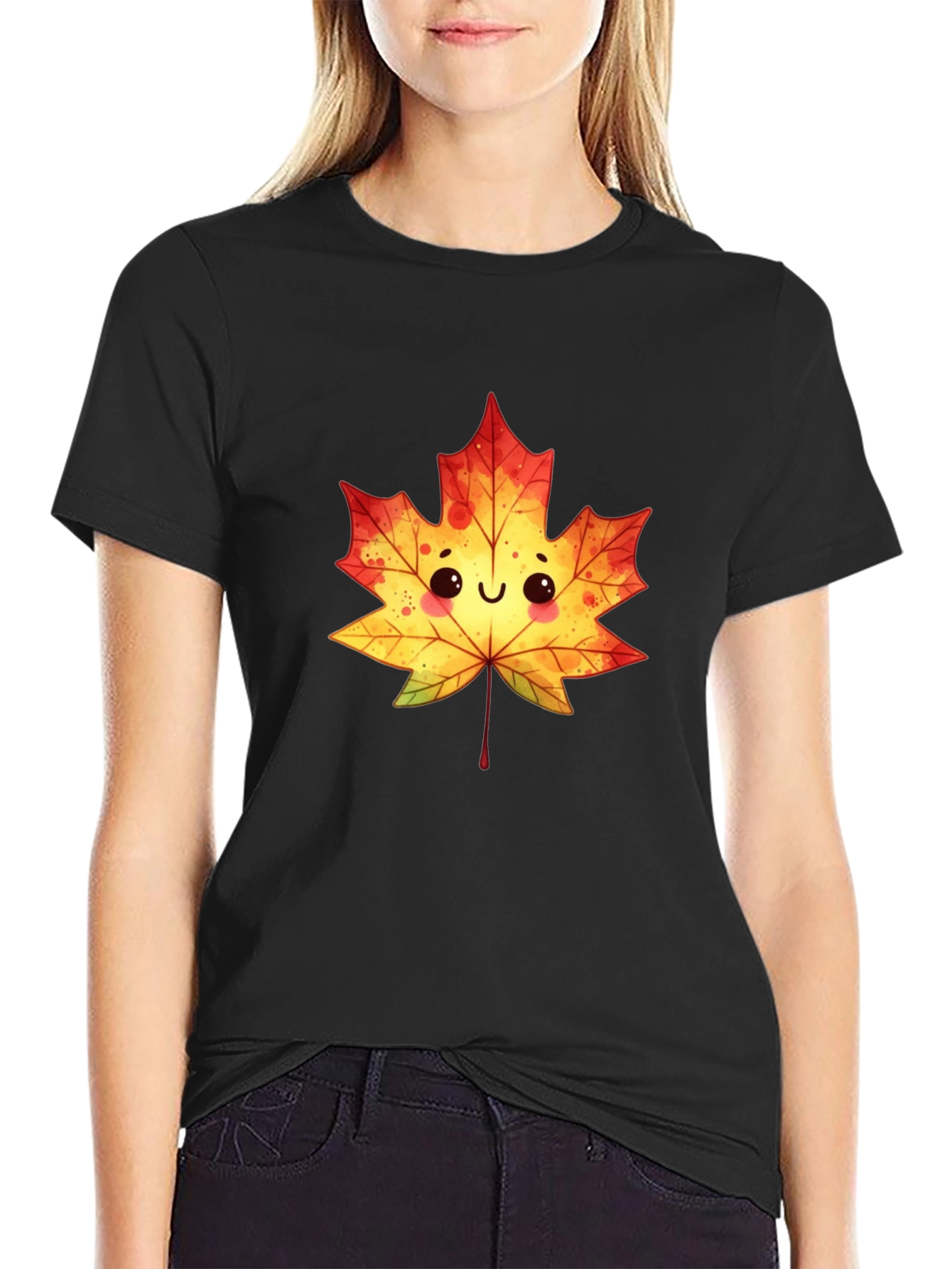 Cute Maple Leaf Graphic Tee - Fall Vibes