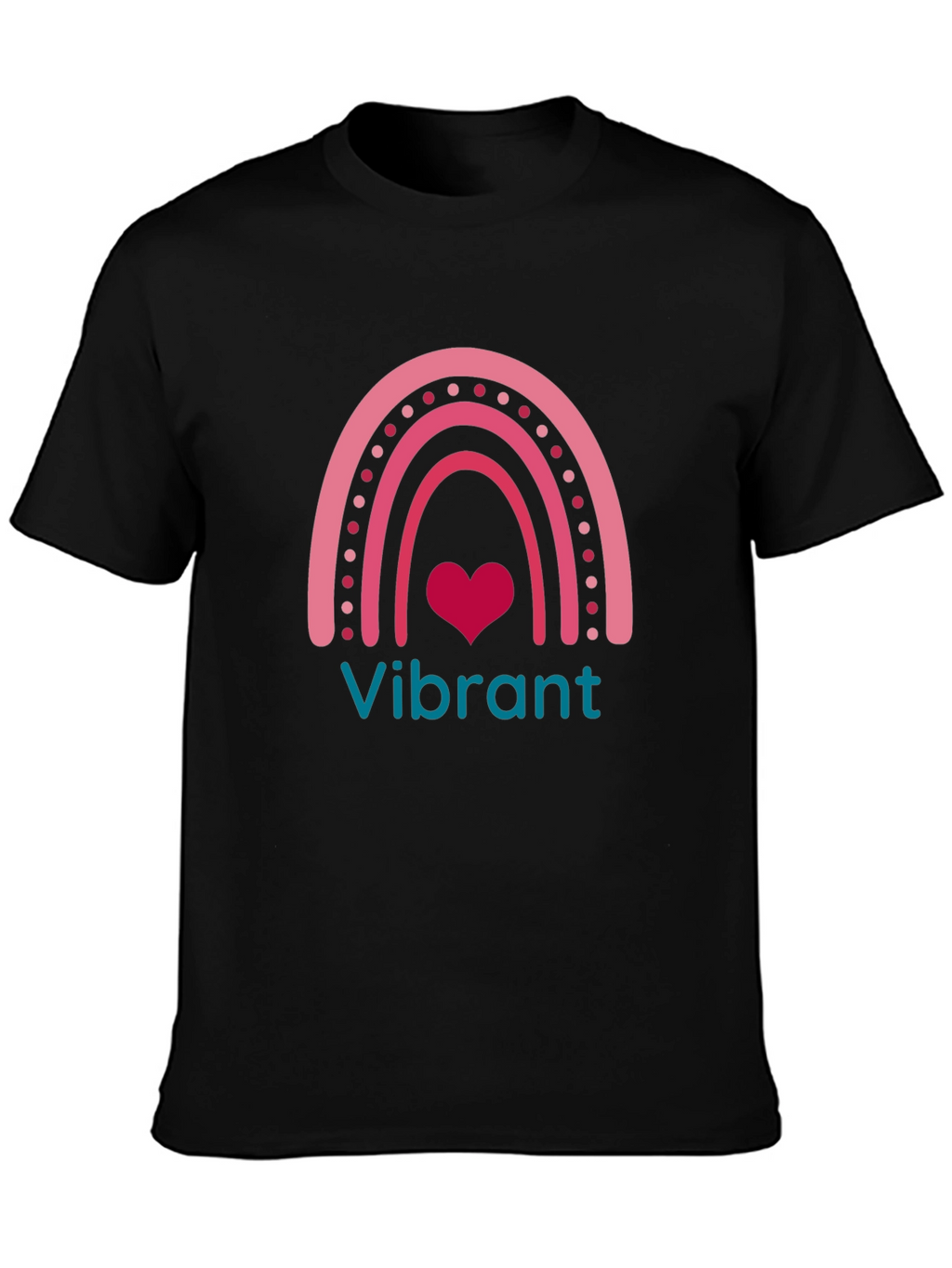 Vibrant Rainbow Heart Graphic Tee - Black
