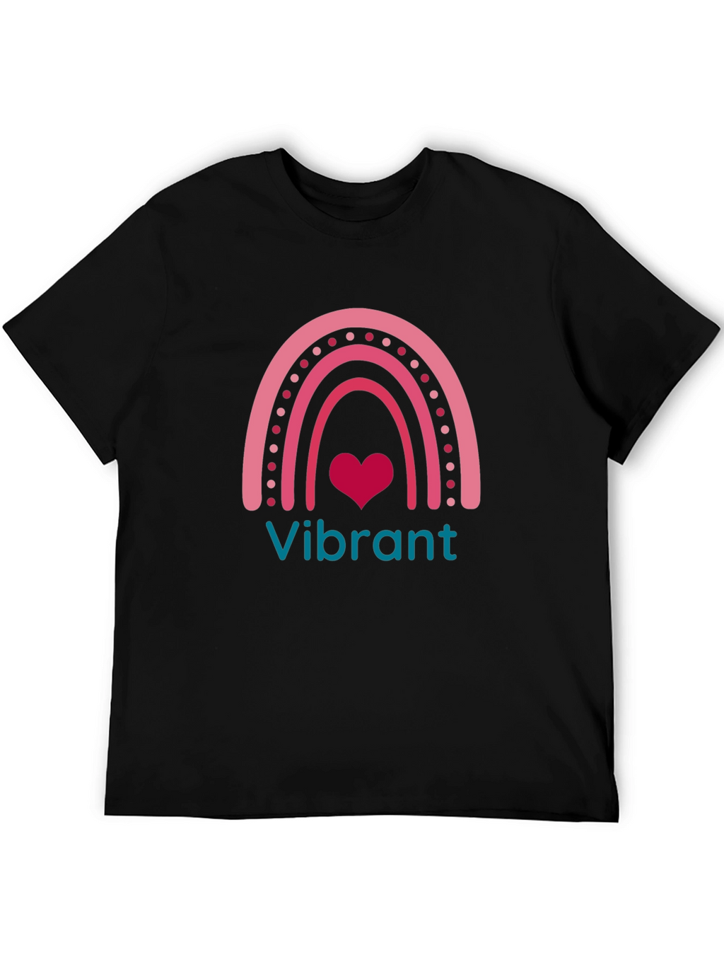 Vibrant Rainbow Heart Graphic Tee - Black