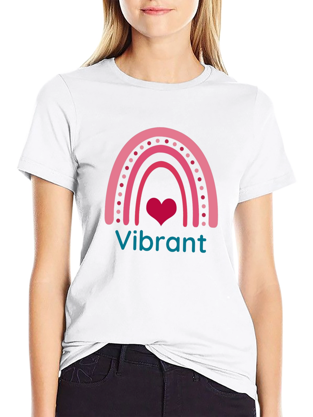 Vibrant Rainbow Heart Graphic Tee - Black