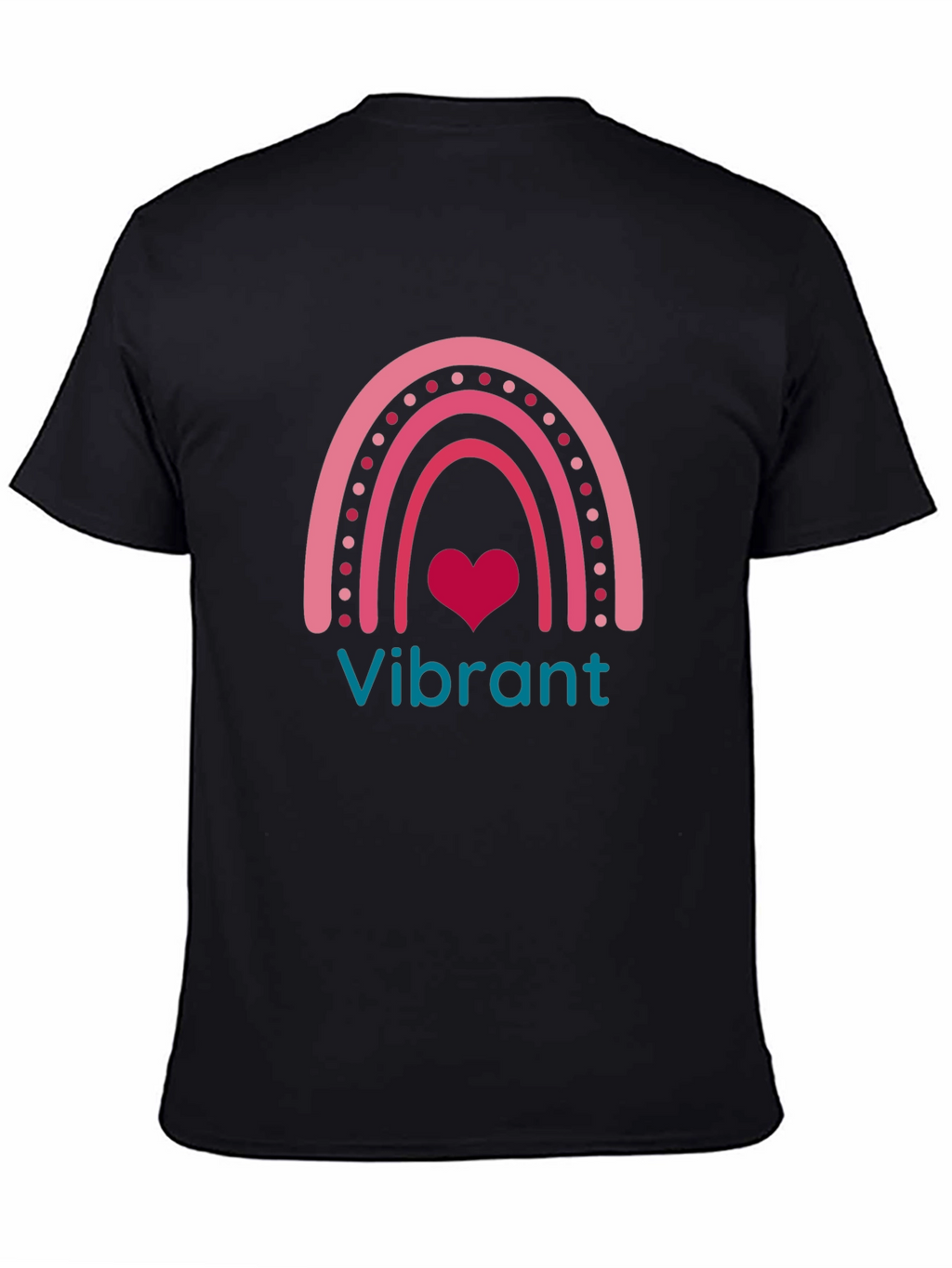 Vibrant Rainbow Heart Graphic Tee - Black