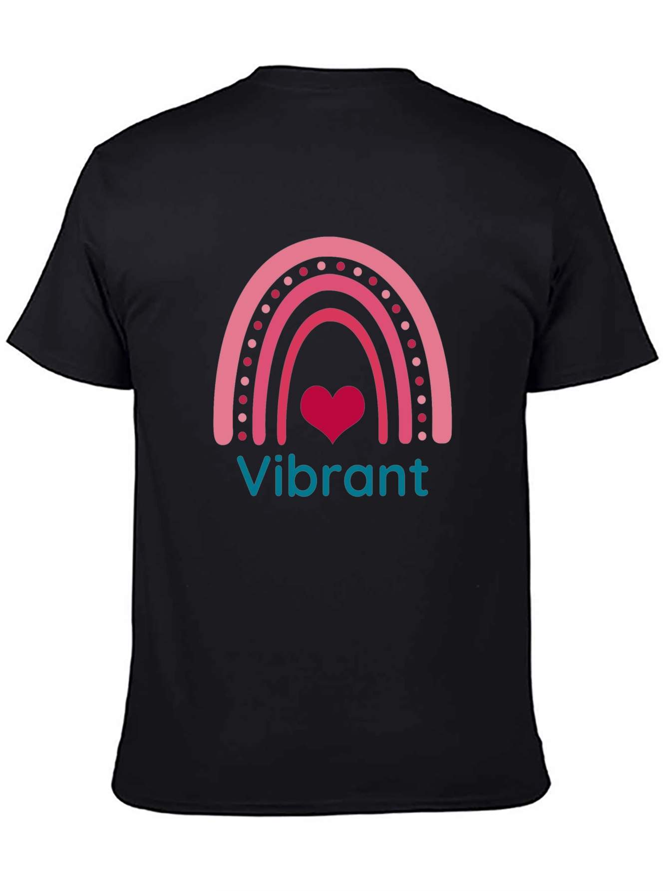 Vibrant Rainbow Heart Graphic Tee - Black