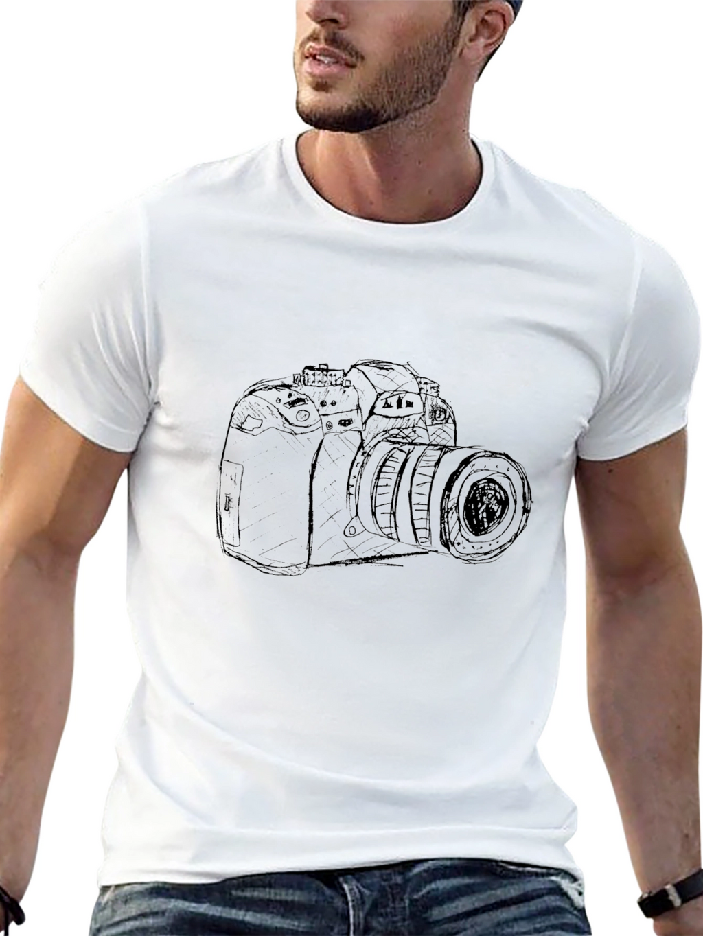 Camera Sketch Graphic Tee - Black