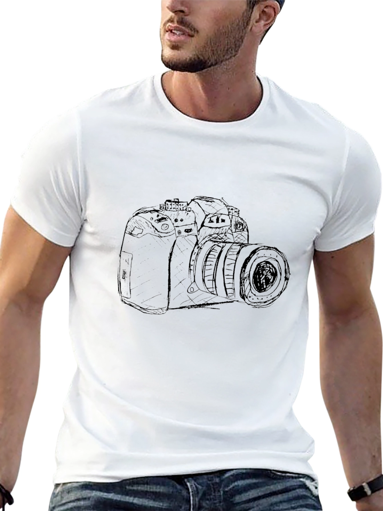 Camera Sketch Graphic Tee - Black
