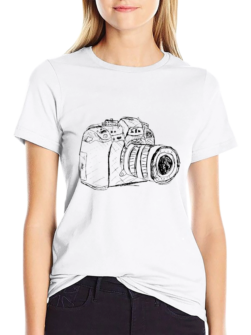 Camera Sketch Graphic Tee - Black