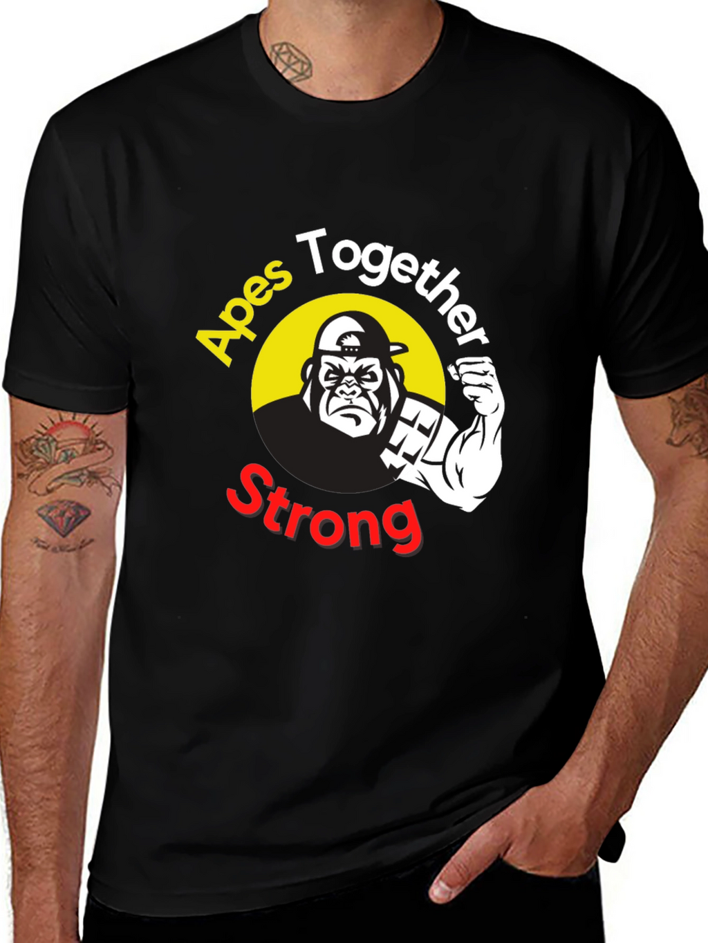 Apes Together Strong Graphic T-Shirt - Black