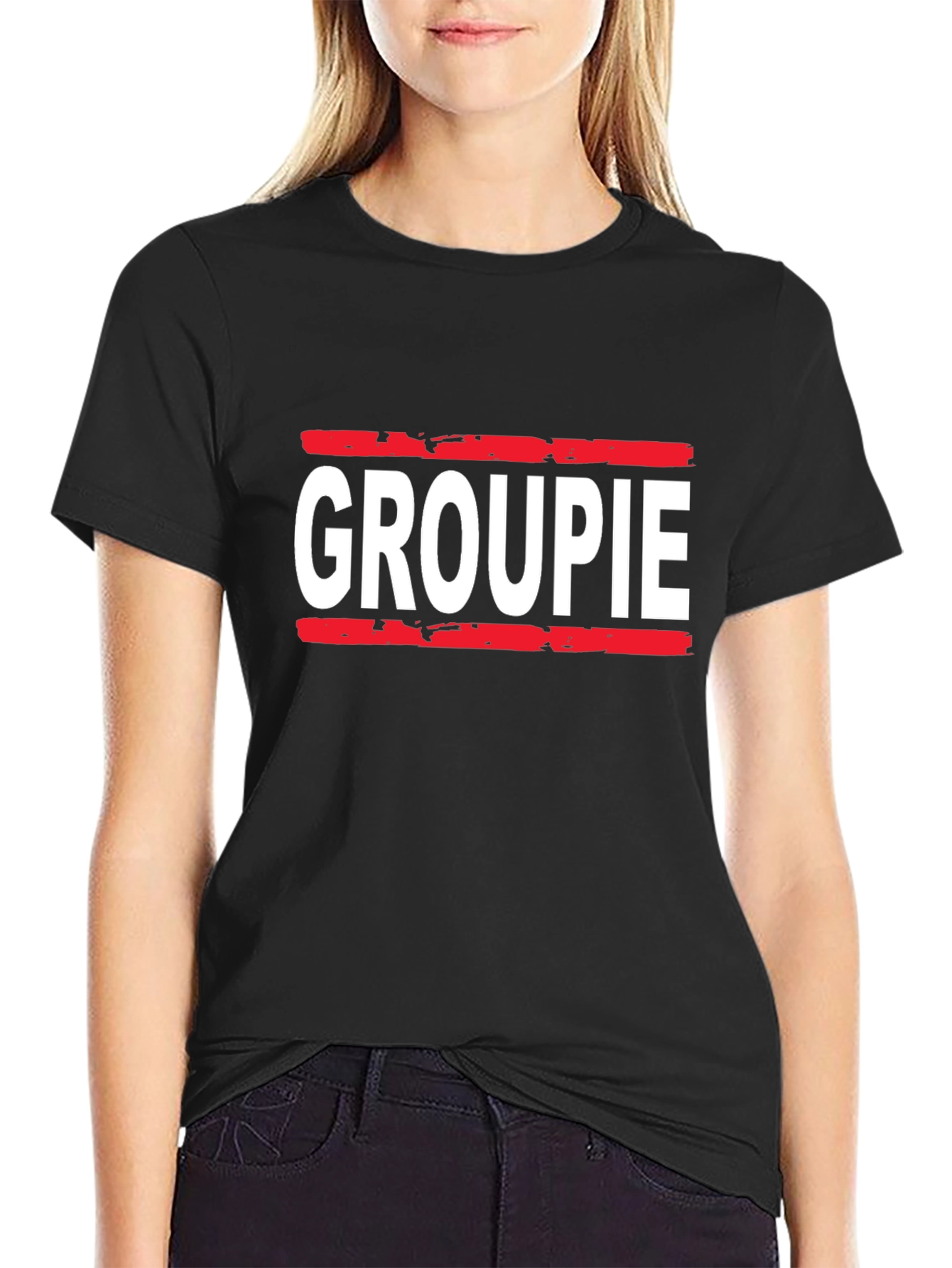 Groupie Graphic Tee - Black Cotton T-Shirt