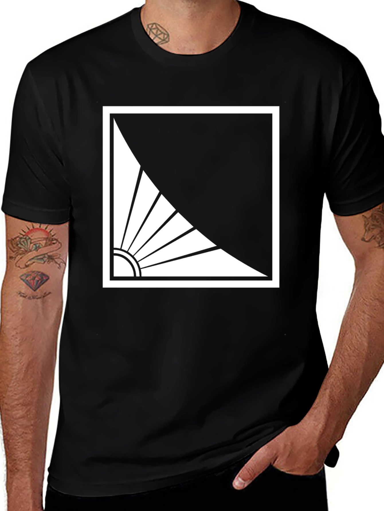 Abstract Sun Graphic Tee - Modern Style