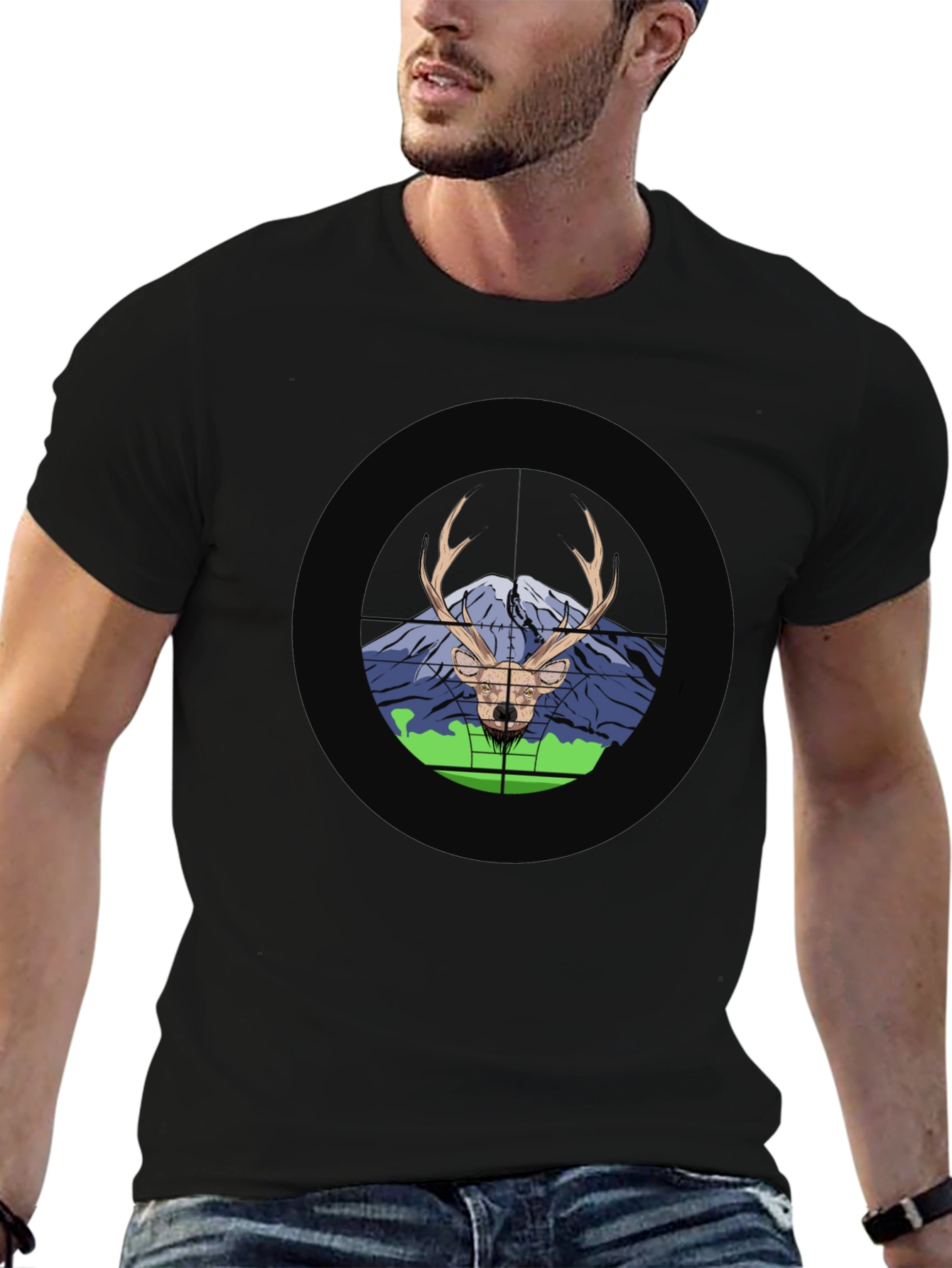 Deer in Crosshairs Graphic T-Shirt - Hunting Theme