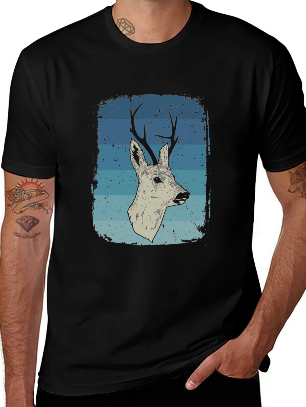 Deer Graphic T-Shirt - Mens Black Tee