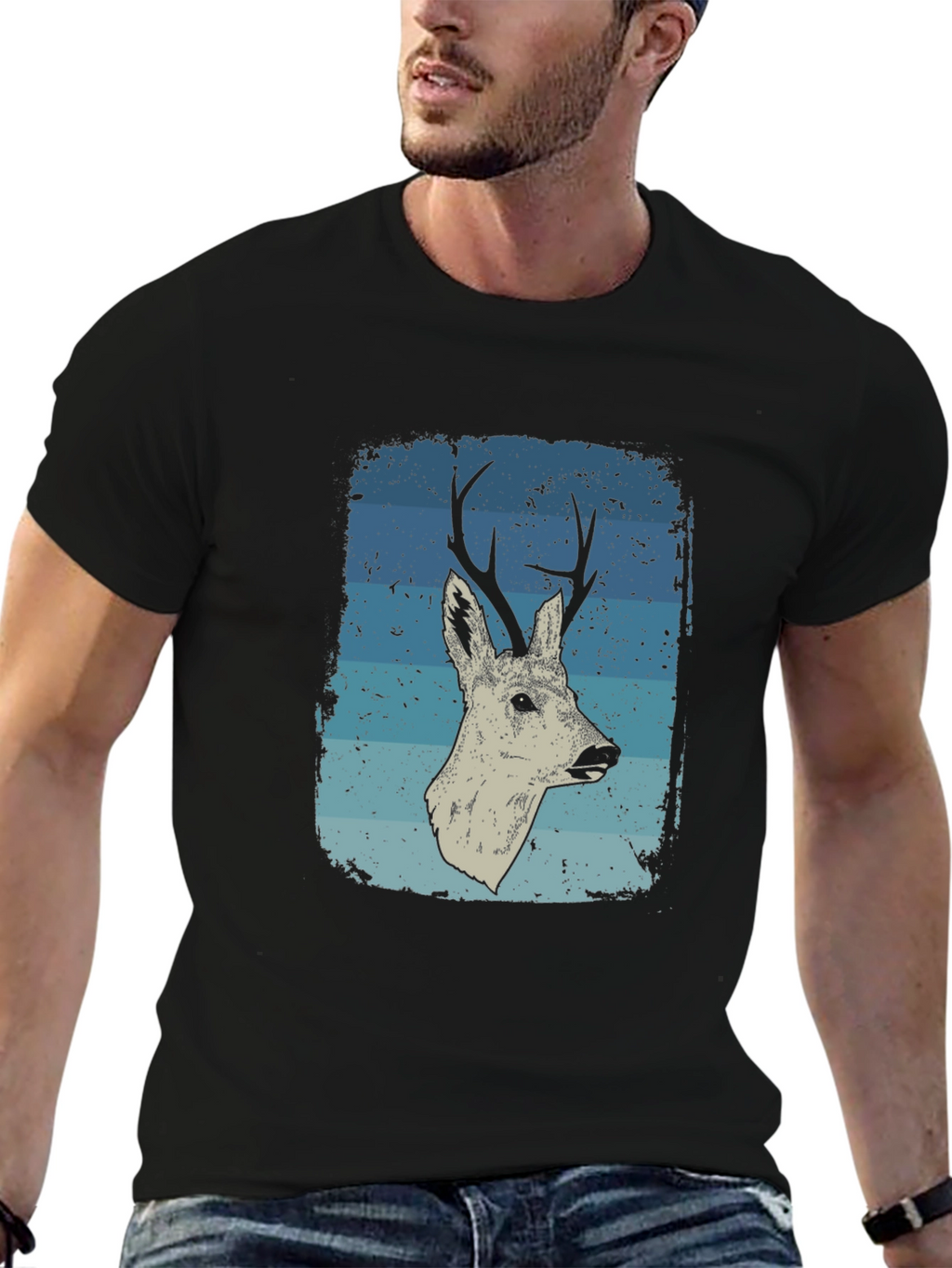 Deer Graphic T-Shirt - Mens Black Tee
