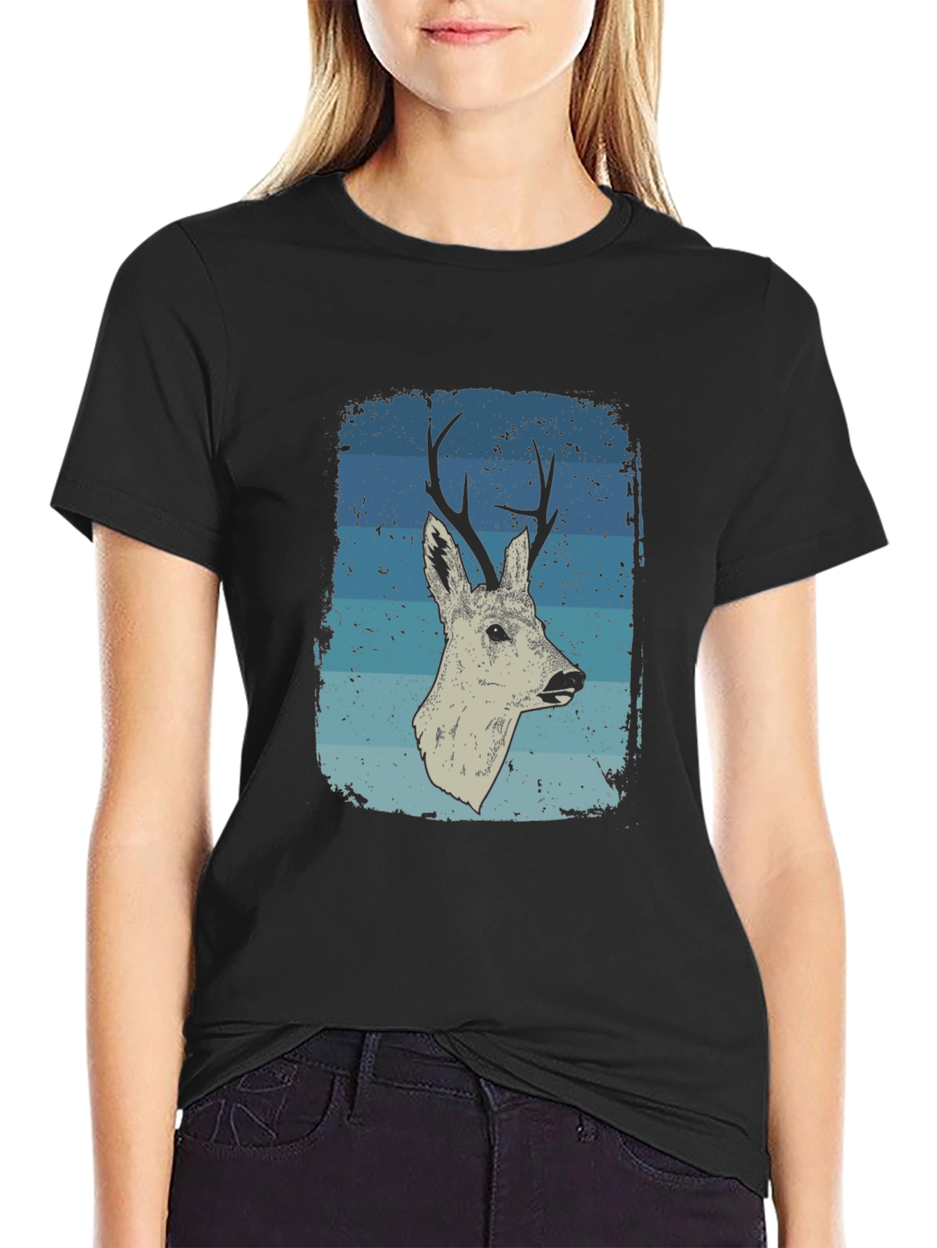 Deer Graphic T-Shirt - Mens Black Tee