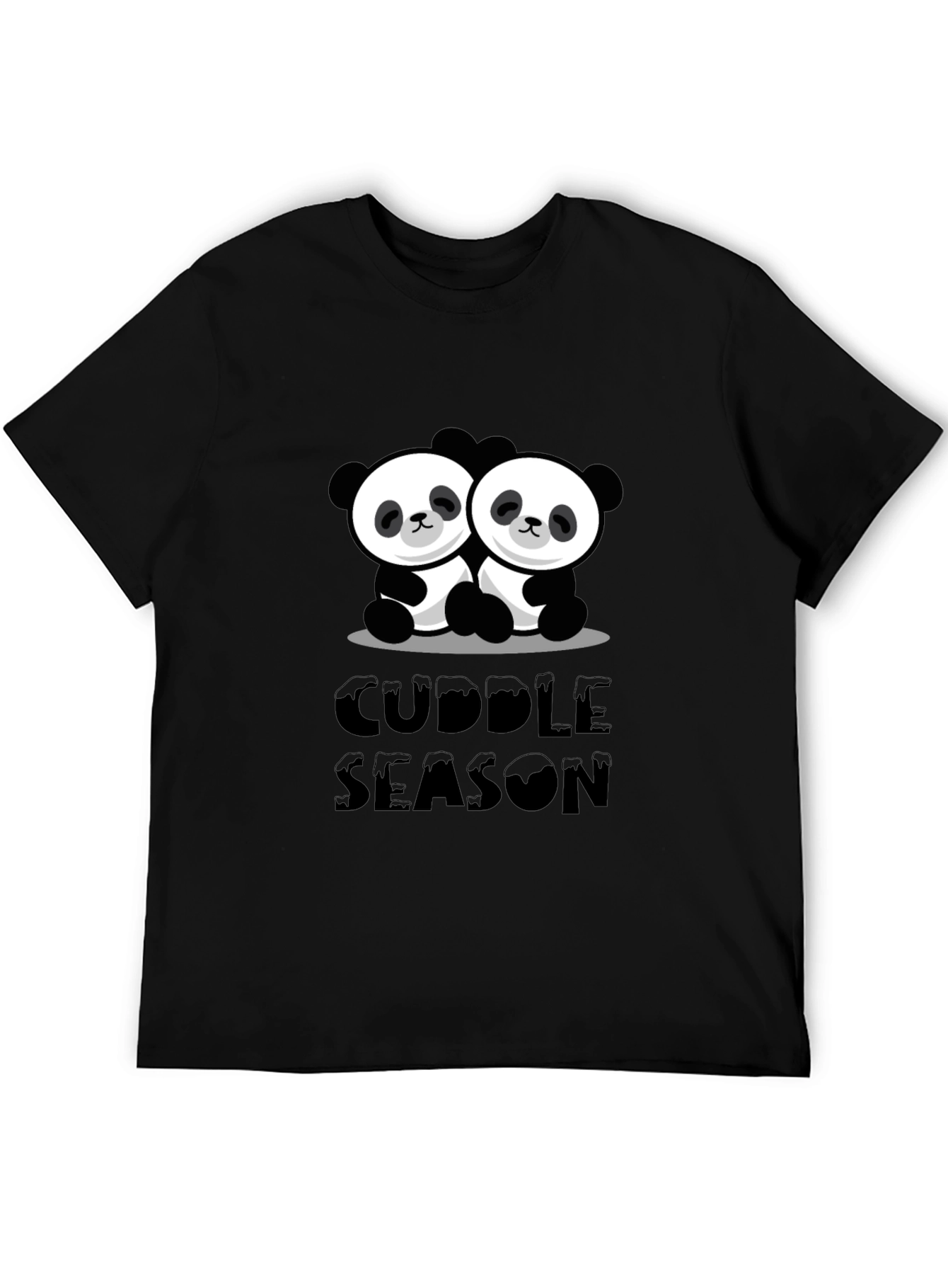 Cuddle Season Panda Bear Graphic Black T-Shirt