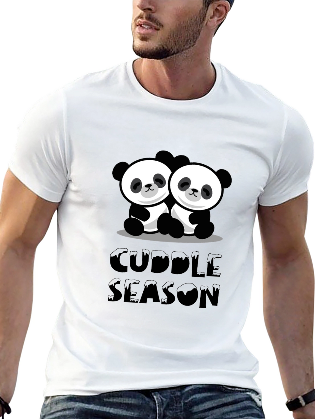 Cuddle Season Panda Bear Graphic Black T-Shirt